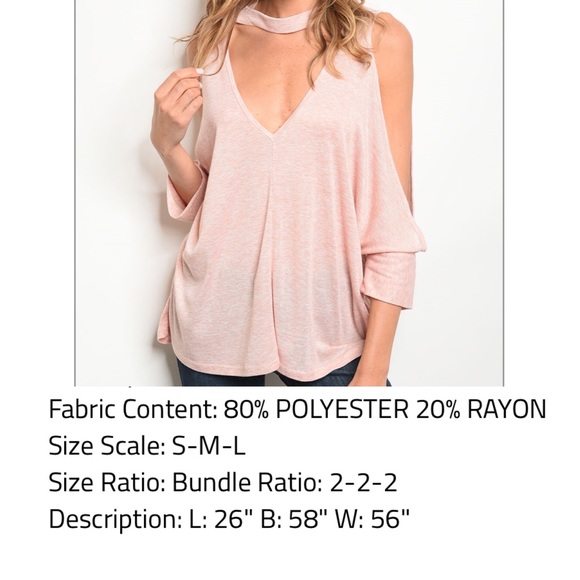 New Blush Top cold shoulder jersey choker neck - Picture 2 of 4